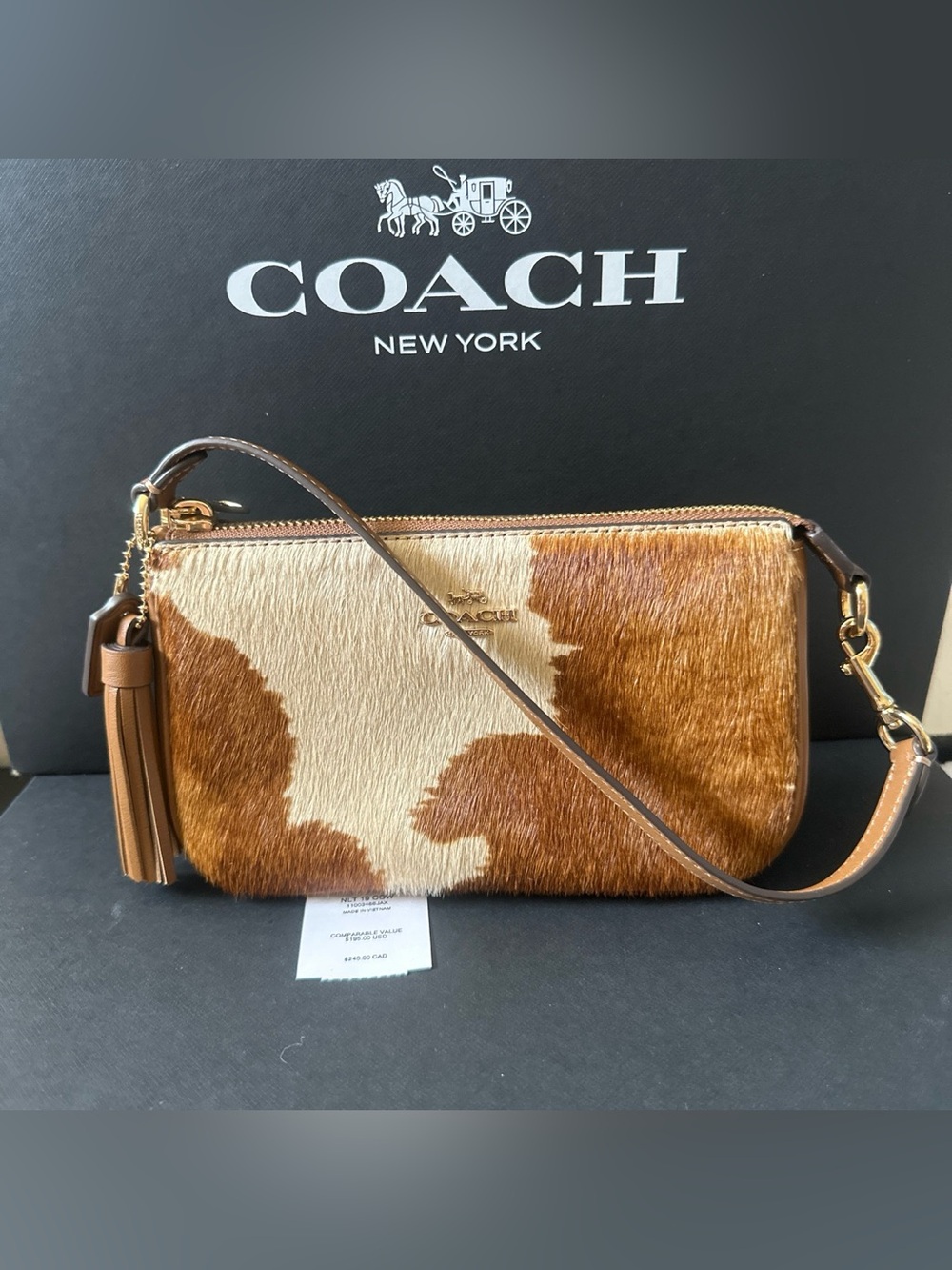 NWT Coach Nolita 19 In Haircalf With Cow Print